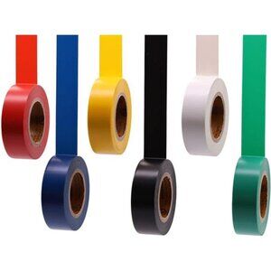 Electrical Tape Colors 6 Pack 3/4-Inch by 30 Feet, Voltage Level 600V Dustproof